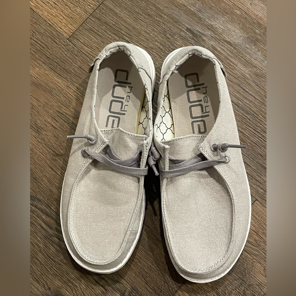 NWOT- Hey Dude- Wendy Sparkling Pearl Grey- Size 7